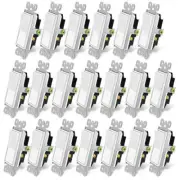 3 Way Paddle Rocker Wall Light Switch 15A 120/277V On/Off Interrupter UL 20Pack
