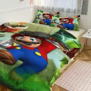 Bed Sheets g502 Mario Print Bedding Set Pattern Duvet Cove Set 3 Pieces 1 Quilt Cover And 2 Pillowcases for Women Men Teens tq502 Bed Sheets