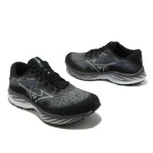 Mizuno 慢跑鞋 Wave Rider 27 SSW 超寬楦 女鞋 黑 灰 波浪片 避震 運動鞋 美津濃 J1GD2377-22