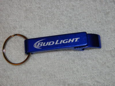 Bud Light- beer- Bottle opener keychain-Metal- Can tab opener too-Budweiser- NEW