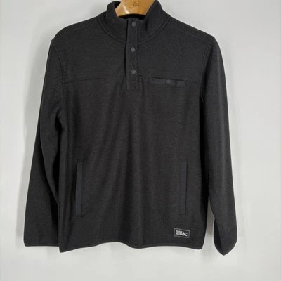 Eddie Bauer Mens Sweater Fleece Lined Pullover Medium Black Outdoor Hiking