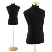 Male Mannequin Torso Dress Form Display Stand Dummy Manikin Dressmakers Metal Base 165-185cm Black
