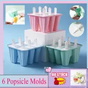 Silicone Ice Cream Mould Block 6 Cavity Molds Icy Pole Ice Lolly Cool Summer RK