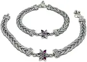 [Generic] 925 Sterling Silver Anklet, Traditional Payal Design, 27 cm Length, 71.1 g