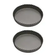 2x Mastercraft 23cm Heavy Loose Base Non-Stick Round Flan Quiche Pan Baking BLK