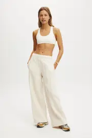 [Body] Body - Plush Wide Leg Pintuck Trackpant - Coconut milk L COCONUT MILK
