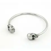 NEW HANDMADE Olmec Apocalypse silver stainless steel skull head design arm band