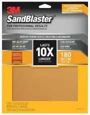 3M 20180-G-4 SandBlaster Sandpaper, 180 Grit