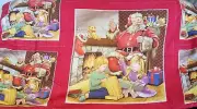 NIP Santa Claus Queen Size Flat Bed Sheet or Make a Quilt & Pillows