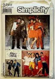 1989 Simplicity Sewing Pattern 9342 Size A XS - L Costumes Marges Creations UC