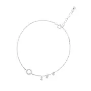 2PCS Silver plating Round Circle Tassel Anklet Bracelet Geometric Anklet For Women Summer Beach Jewelry