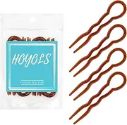 HOYOLS 12 PCS Brown French Hair Pins for Women, 3.5 Inch U Shaped Hair Sticks for Chignon Buns, French Twist Fork Pins Clips, Hairpins for Styling & Updos Accessories