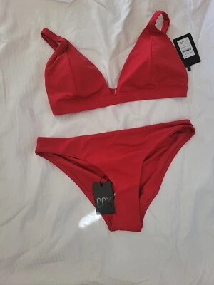 City Chic Xs Red Daisy Medium Bikini Swimwear plus size 14