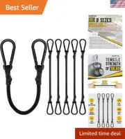 Durable 12 Inch Bungee Cords with Reinforced Hooks – 6 Pack for Camping Needs