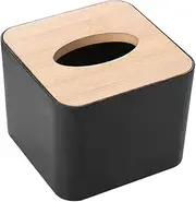 Cabilock Desktop Tissue Holder Square Tissue Box Cover, Cube Tissue Box Holder Facial Tissue Dispenser Box Napkin Holder for Bathroom Vanity Countertop Bedroom Dresser Black