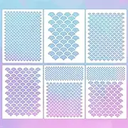 6Pcs Fish & Mermaid Scale Stencils - Reusable Face & Body Art Templates for Makeup & Wall Painting (6 Styles)