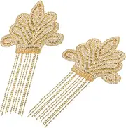 Homoyoyo 2Pcs Rhinestone Fringe Iron Patches for Clothes Wear Resistant Trim for Hats Coats and Bags for DIY Decoration and Repairing