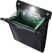Smart LED Car Trash Can Waterproof Garbage Bag Passenger Side Artificial Leather Storage Pocket Leak Proof Reusable Traveling Portable Offices Toilet Garbage Cans Back Seat Hanging (Black-1pack)