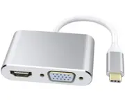2 in 1 USB 3.1 TYPE-C To HDMI VGA HD Cable Apple Notebook Macbook Air 12-inch USB3.1 To HDMI VGA Adapter Cable-Silver