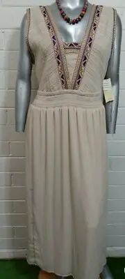 NWT Women's REBA BOHEMIAN DRESS plus Size 3X Embroidery Sleeveless Elastic Waist