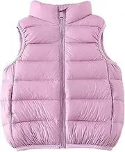 [aromm] Girls Boys Puffer Vest Stand Collar Quilted Down Padded Zip UP Sleeveless Winter Jacket