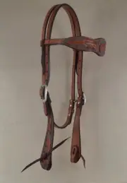 Headstall - 5/8" Brow Band - Hermann Oak Saddle Leather - Hand Tooled (F385)