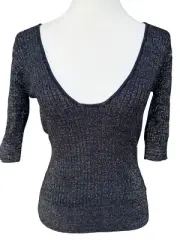 Nasty Gal Women's Casual Next To You Low Neckline Sparkle Knit Top - Black