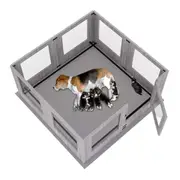 Fin Wooden Dog Whelping Box Safe Puppy Playpen W/ Protective Ledge And Mat