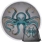 Angry Octopus Round Beach Towel