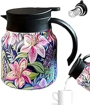 Teapot with Infuser,1000ml Floral Tea Steeper Pot with Strainer and Lid | Vintage Tea Infuser Insulated Travel Mug for Blooming and Loose Leaves Tea