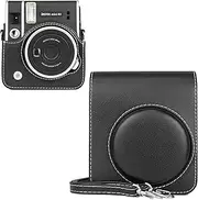 TYUANDOUER Protective Case for Fujifilm Instax Mini 40 Instant Camera, PU Leather Carry Case for Fuji Instax Mini 40 with Shoulder Strap - Black