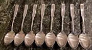 8 Soup Spoons Carl Mertens CMS WILLIAMSBURG Stainless Solingen Germany Unused!