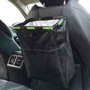 Car Trash Can 3.2 Gallons Large Capacity Hanging Car Trash Bin with 4 Storage Pockets Waterproof Oxford Cloth Garbage Bag Foldable Leakproof Auto Storage Organizer for Car SUV Truck PoUYWH