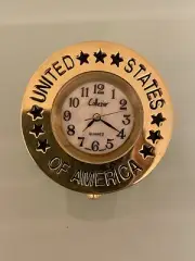 Collezio United States USA Miniature Clock - Gold Color For Desk, Mantle, Shelf
