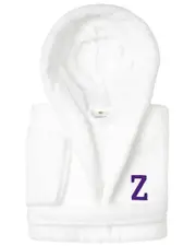 Linum Home Textiles Personalized Linum Kids Small Super Plush Hooded Bathrobe with Purple Bookman Font (Monogrammed A-Z)