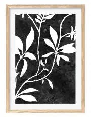 [Profile Australia] Australian Made Silhouette Branch Leaves Night Art Print A3 in Natural Frame