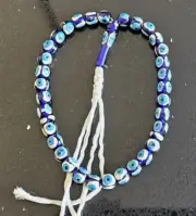 New Tasbih Blue LUCKY EVIL EYE BEADS KOMBOLOI WORRY 33 BEADS KABBALAH ( Faulty)
