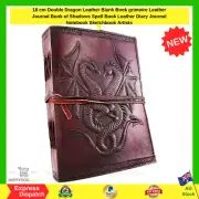 Leather Blank Book grimoire Journal 18 cm Double Dragon Shadows Spell Diary NEW