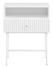 [Sarantino] Cecil Slender Fluted Bedside Table in White