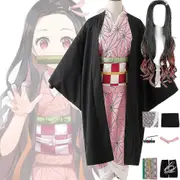 Demon Slayer Kamado Nezuko Cosplay Party Costume Outfits Halloween Party Anime Set Gifts Outfits with Wig XL