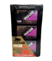 Maxell VHS-C TC-30 HGX Gold Premium High Grade Video Tapes 3 Pack + Case NEW