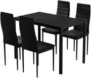 [Artiss] Dining Table and Chair Set of 5 Black Tables Chairs Setting Desk Nursing Seats Reading Seating Home Living Room Bedroom Kitchen Cafe Outdoor Indoor Furniture MDF Tabletop 4X 45cm Height Seat