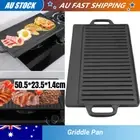 Non-Stick Cast Iron 50CM Reversible Steak Griddle Plate Indoor BBQ Hob Cooking