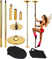 Dance Pole Gold 45 MM Spinning or Static Professional Exotic 9 FT Portable