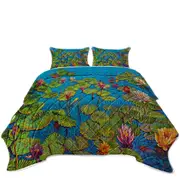 Six Koi Fish in Water Lily Pond Coverlet