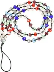 OKUMEYR 1Pc Crystal Phone Lanyard Durable Neck Strap for Mobile Devices Handmade Long Chain with Random Rainbow Color Useful for Preventing Loss and Damage