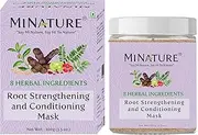 Root Strengthening and Conditioning Mask by mi nature | 100g(3.5 oz) | Enriched with 8 Herbal Ingredients - Fenugreek, Shikakai, Neem, Amla, Hibiscus, Rose petal, Bhringraj and Curry leaves