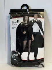 Spirit Halloween Black Cape Cloak Adult Costume One Size Vampire Theater New