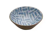 Mikasa Enameled Mango Wood Serving Bowl Blue