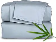 King Sheets by Pure Bamboo, Genuine 100% Organic Viscose Derived from Bamboo Bed Sheet Set, Luxuriously Soft & Cooling, Double Stitching, Lifetime Quality Promise (King, Sterling Blue)